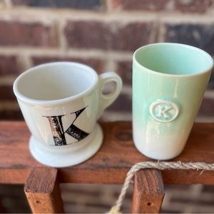 Anthropologie “K” Initial Drinkware